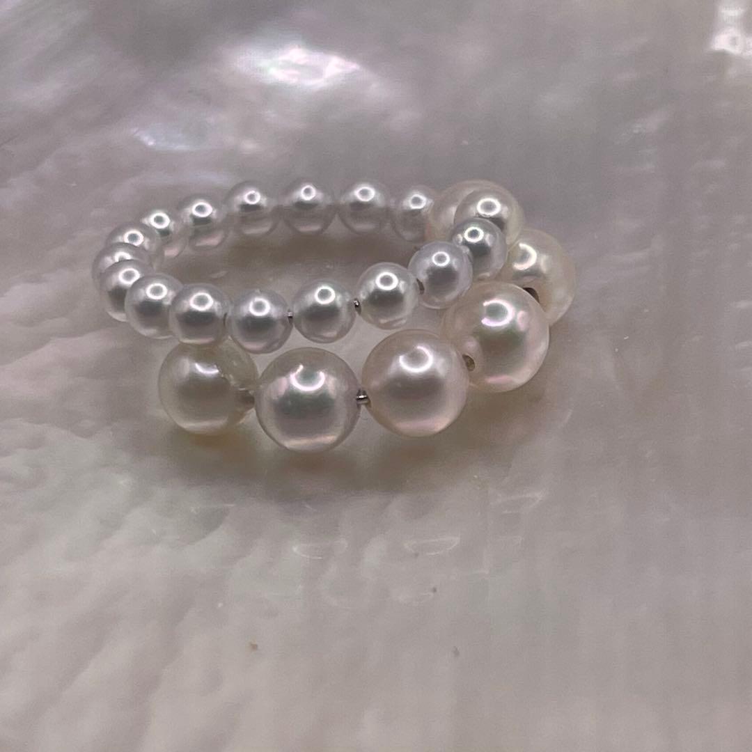 アコヤ真珠と淡水真珠のコンビネーションリング