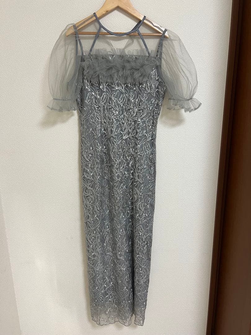 【LEJA】チュールフラワースパンコールIラインワンピース