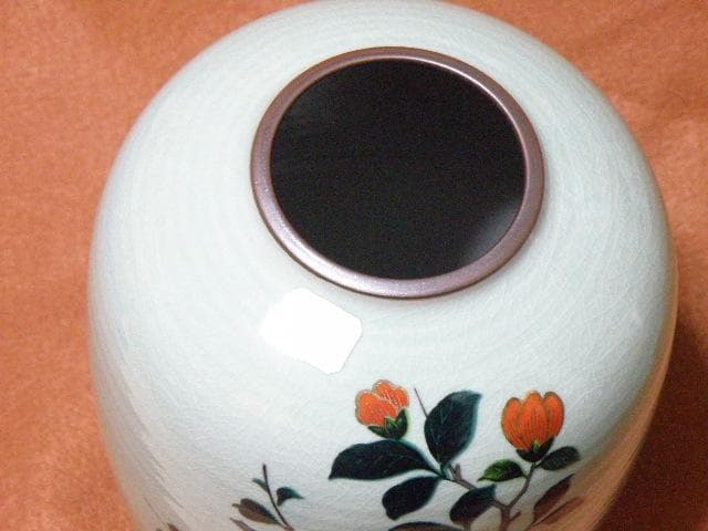 美術久谷焼　花瓶　花鳥図