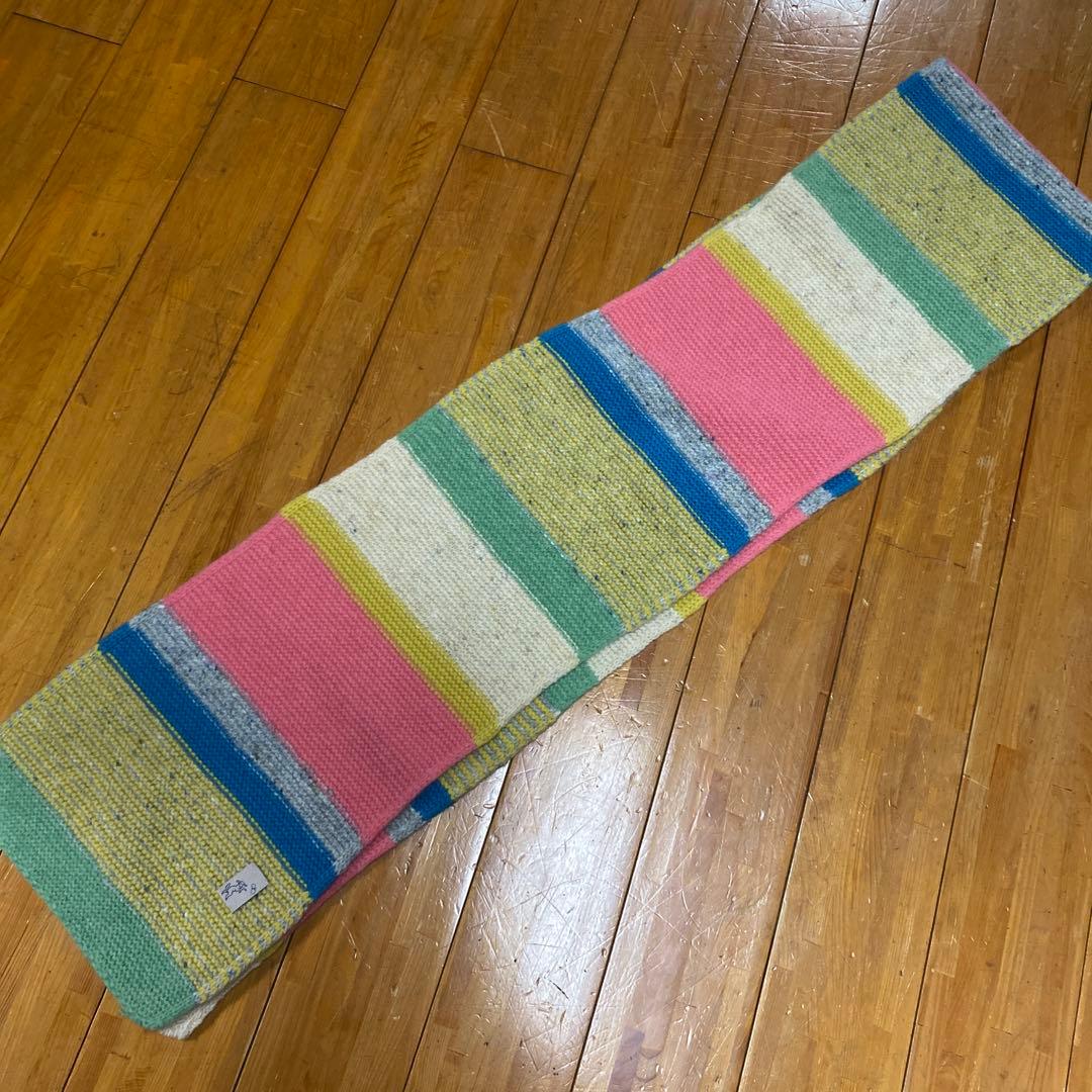 ミナペルホネン×ヒカルノグチ　ロングニットマフラー　マルチボーダー柄