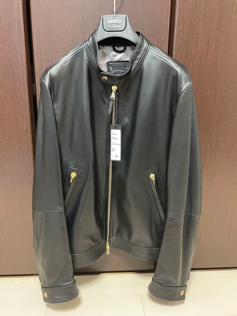 【新品未使用】EMMETI/MASSIMO BR別注シングルライダース 50 黒