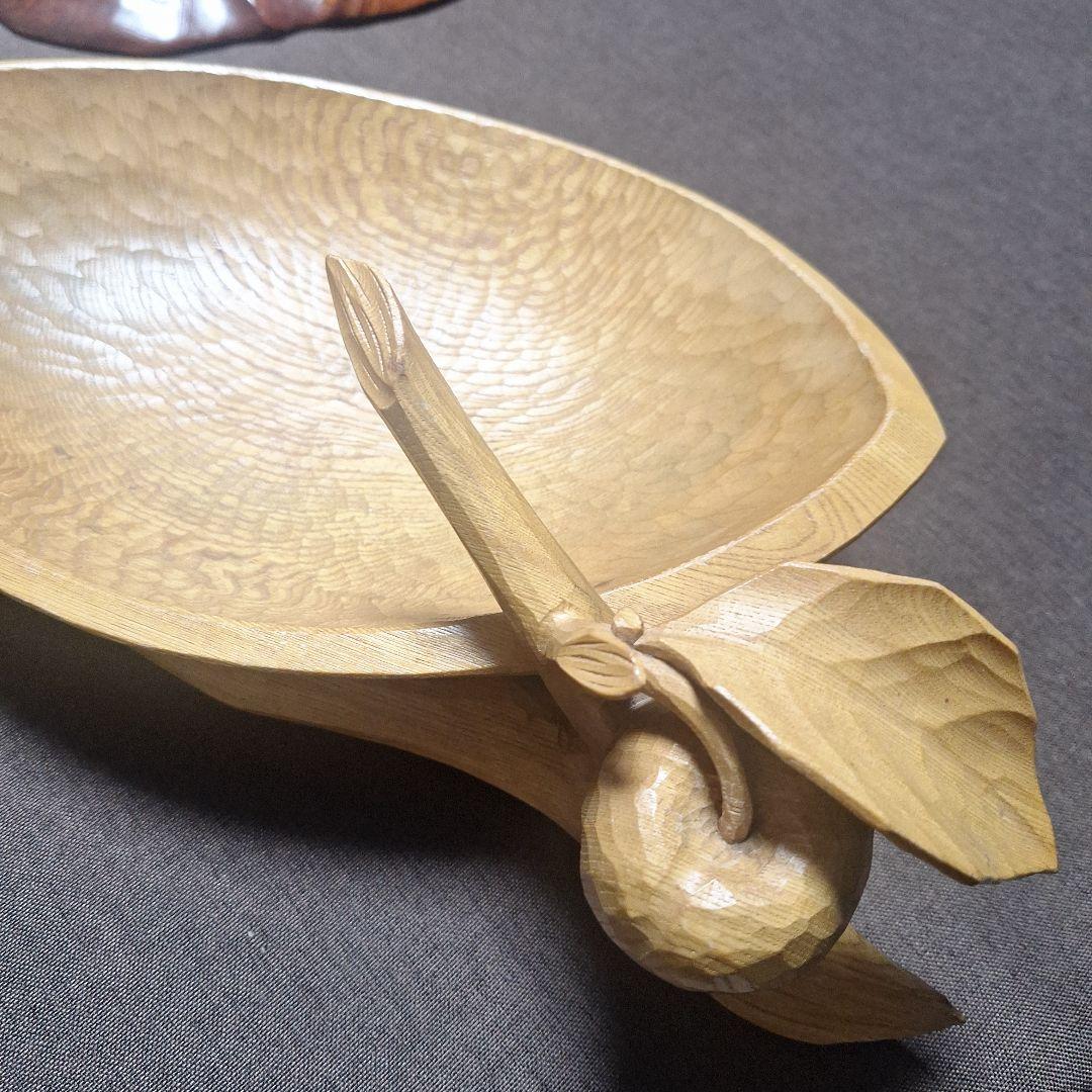 手彫り葉型木製ボウル(賀上隼敬作