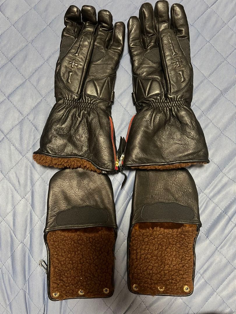 SKULL FLIGHT レザー バイカー手袋 黒