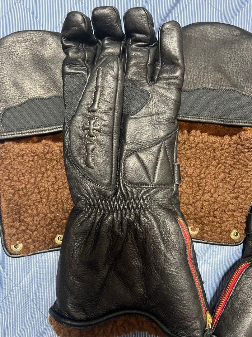 SKULL FLIGHT レザー バイカー手袋 黒