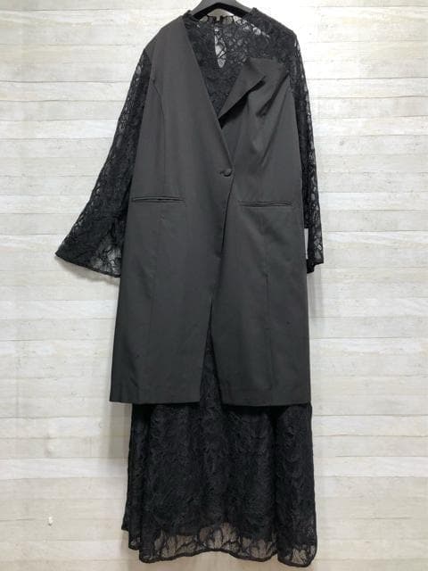新品☆3L♪レース×ジャケット重ね着風ワンピースドレス☆☆A210