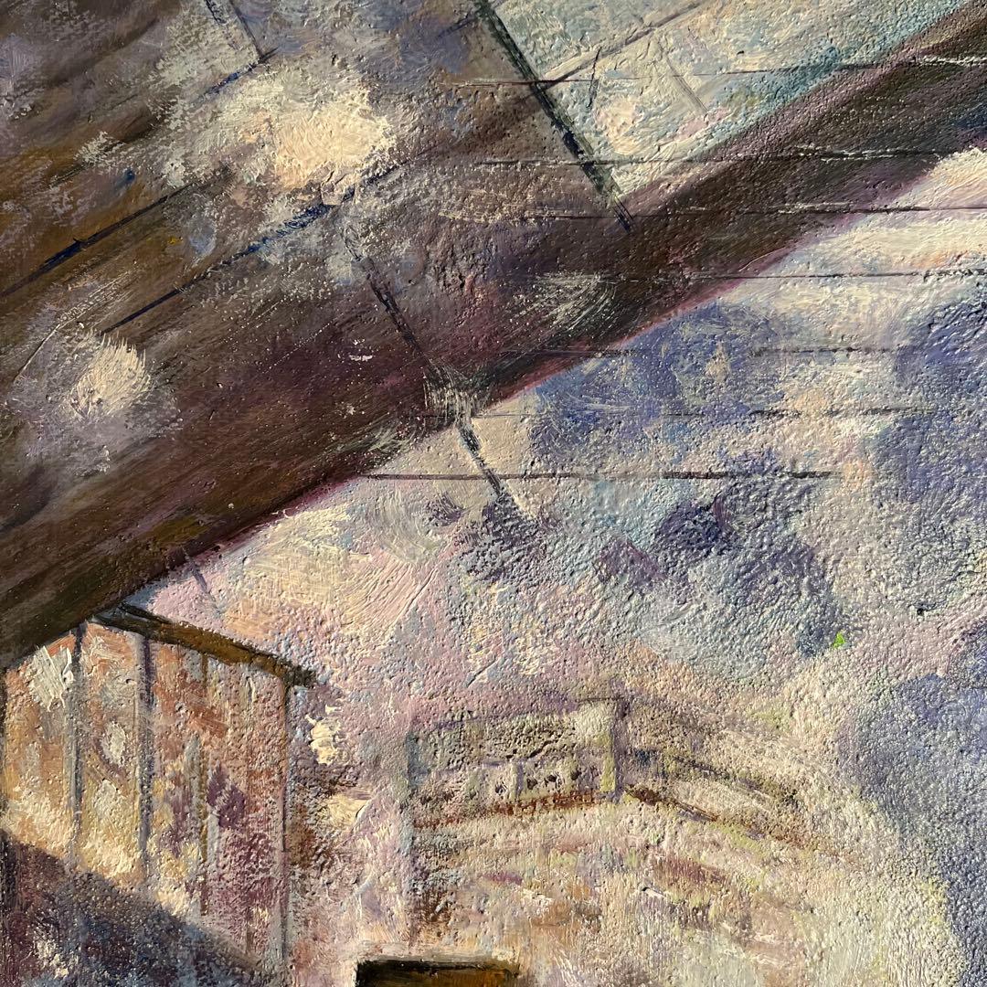 ★秀作★ 手書き油絵 クロード・モネ サン・ラザール駅 額付 絵画 油彩画