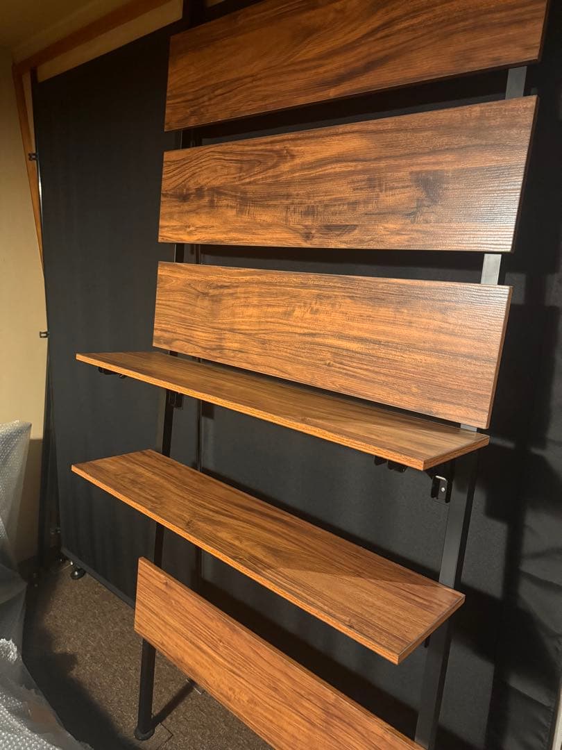 木製パーテーション 5段棚付き ブラウン