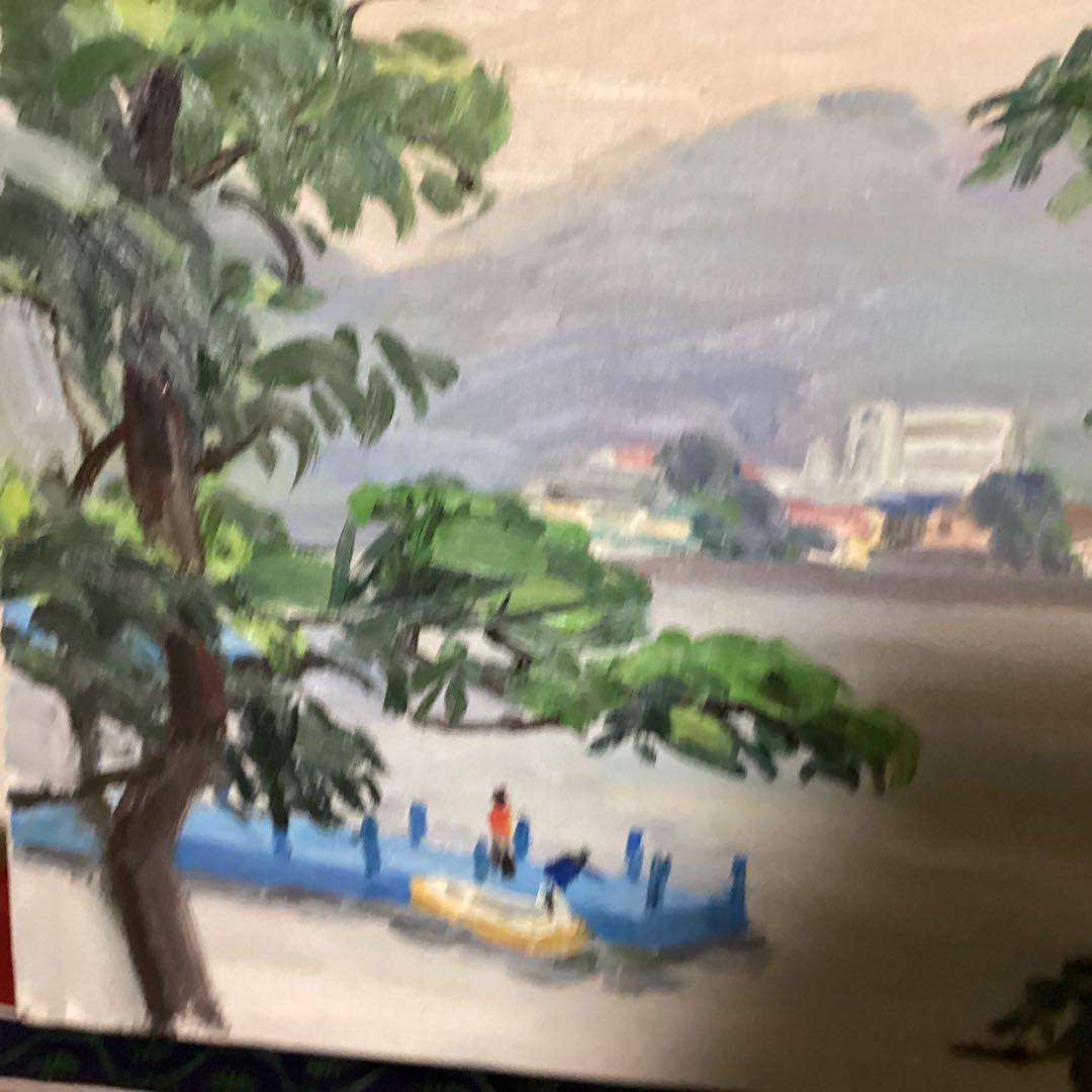 山下清　油彩風景画　キャンバスのみ　八幡学園寄贈作品　サイン　印譜有り　模写