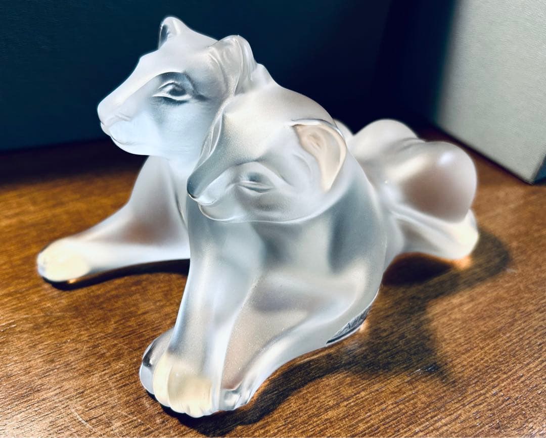 LALIQUE ラリック　愛合うライオン達　置物 オブジェ フィギュリン