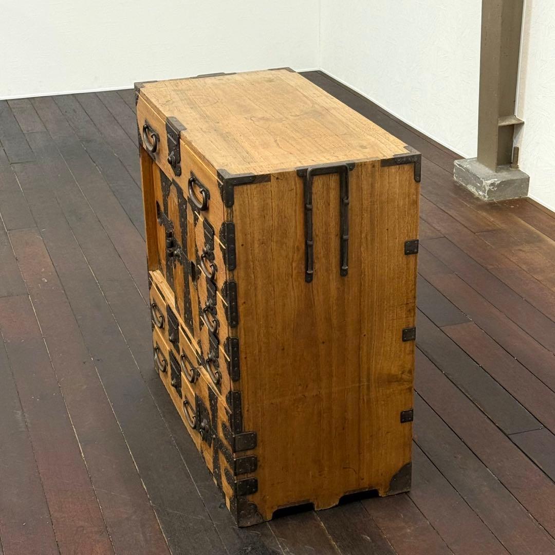 H110K10 リペア済み 和製アンティーク 帳場箪笥 鍵付き 隠しあり