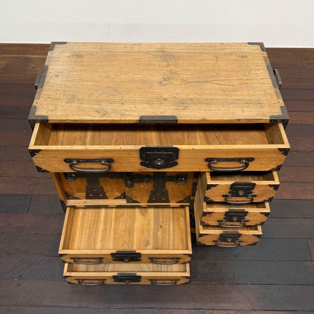 H110K10 リペア済み 和製アンティーク 帳場箪笥 鍵付き 隠しあり