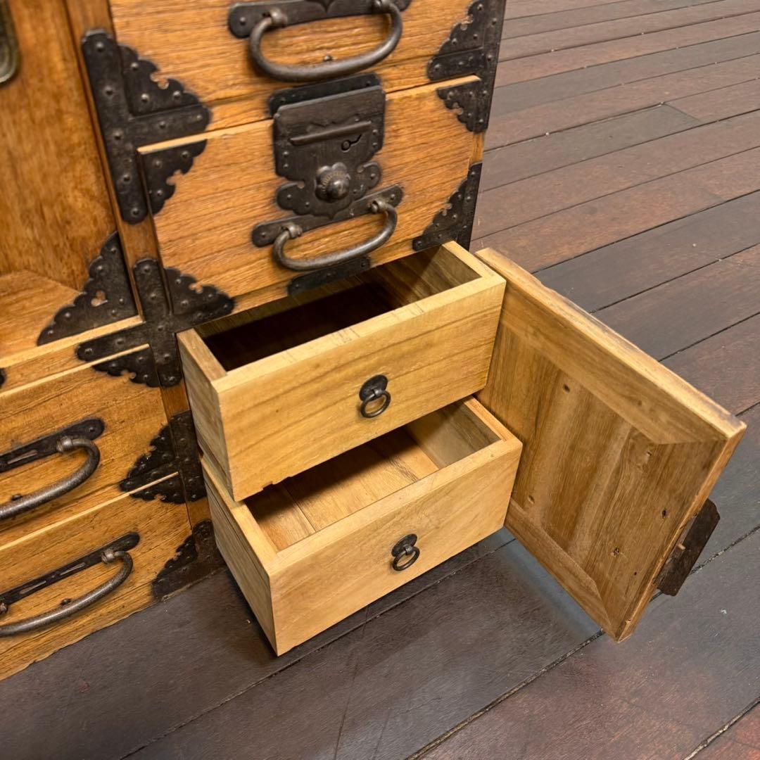 H110K10 リペア済み 和製アンティーク 帳場箪笥 鍵付き 隠しあり