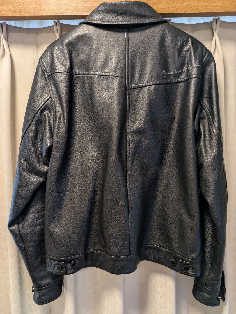 k*u様 LEFLAH レザージャケット ライダース 牛革 ロゴ刺繍 ブラック