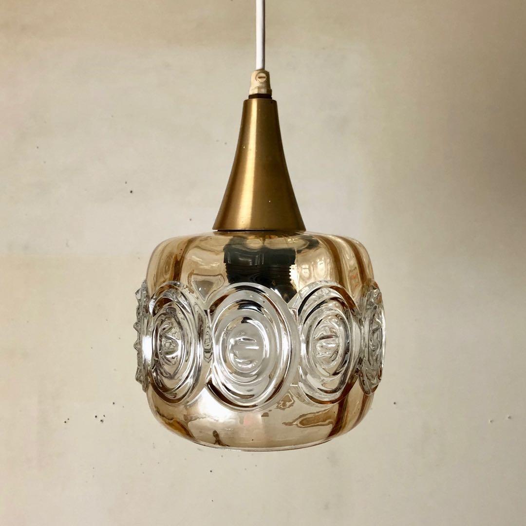 デンマーク　北欧ヴィンテージガラスペンダントランプ