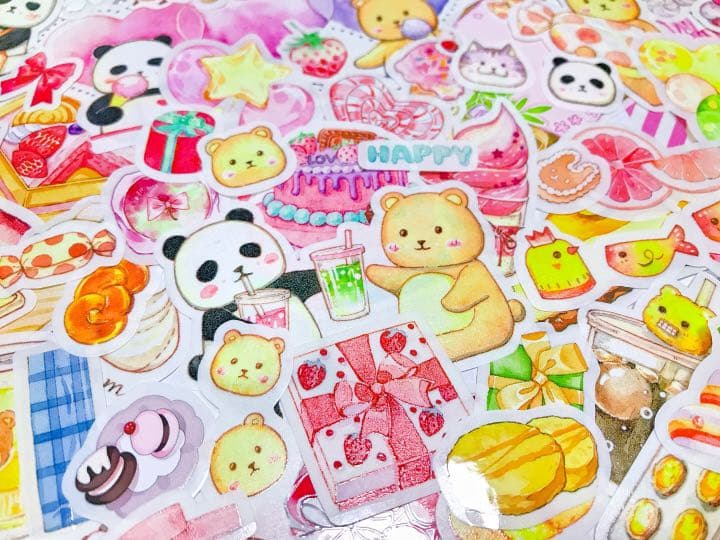 可愛いい❤️❤️フレークシール( ⸝⸝•ᴗ•⸝⸝ )くまパンの仲良し喫茶店♡♡