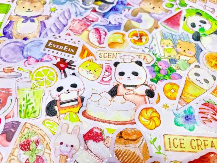 可愛いい❤️❤️フレークシール( ⸝⸝•ᴗ•⸝⸝ )くまパンの仲良し喫茶店♡♡