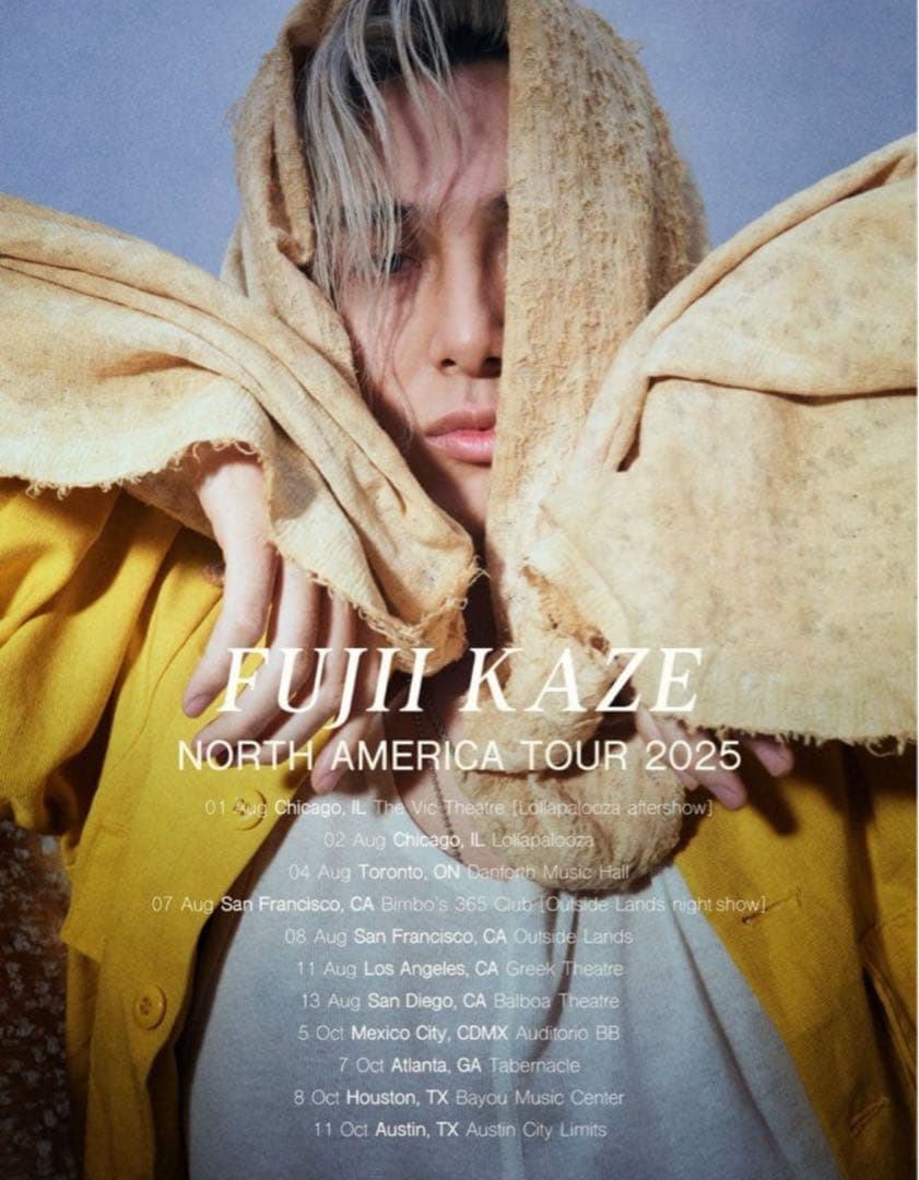 藤井風 北米ツアー 2025 ポスター