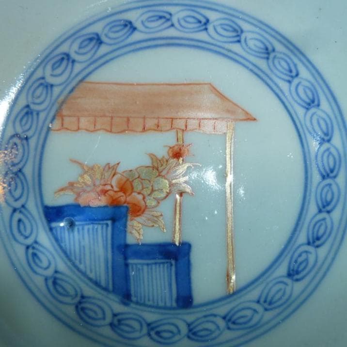 骨董　大明成化年製　古伊万里　錦蓋碗　5客セット　木箱付き