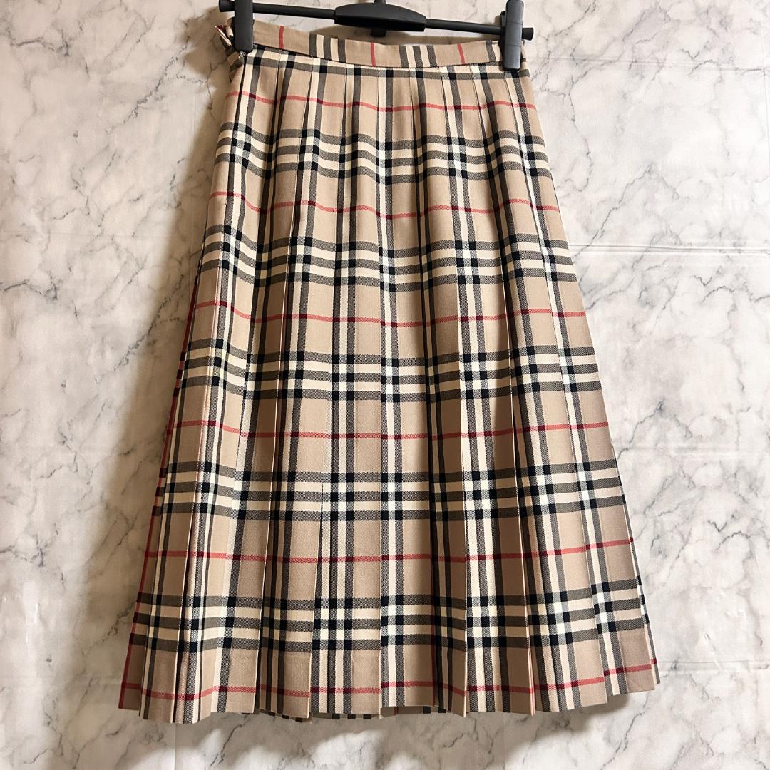 BURBERRYS バーバリー プリーツスカート ノバチェック ベージュ ウール
