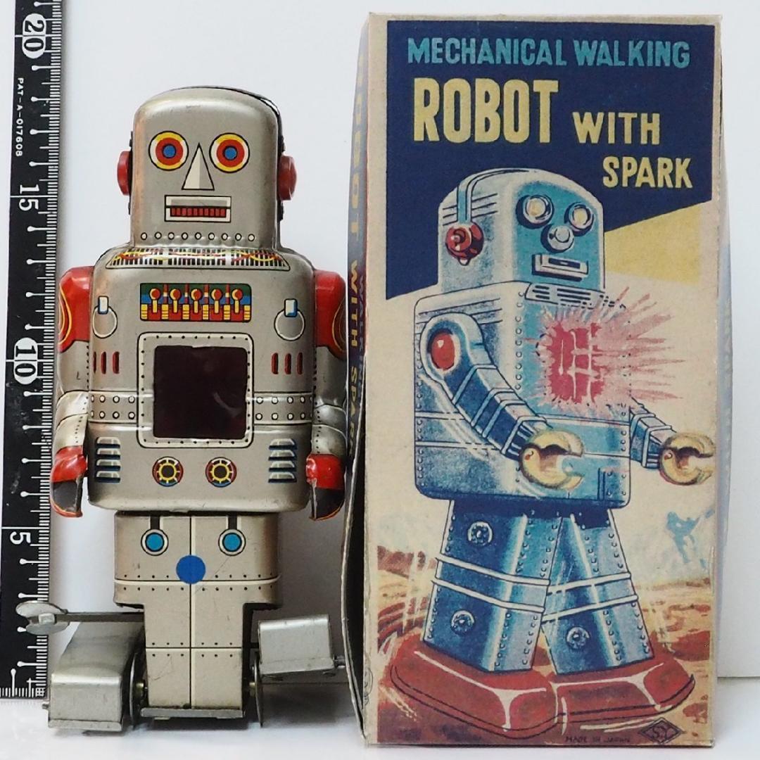 S.Y【メカニカル ウォーキング発火ロボット】ブリキ製ゼンマイ歩行 箱はコピー