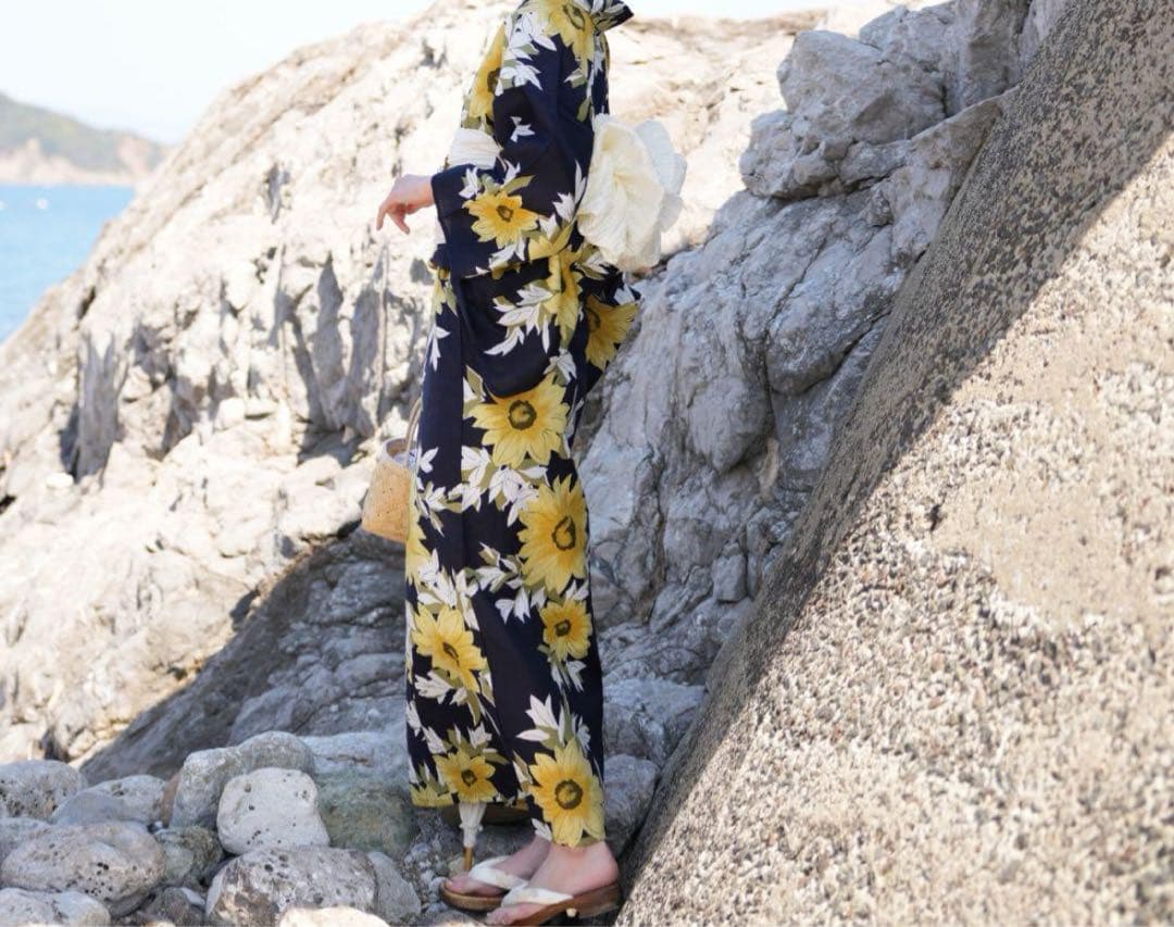 utatane ひまわりデザイン 浴衣 兵児帯 セット 2点セット