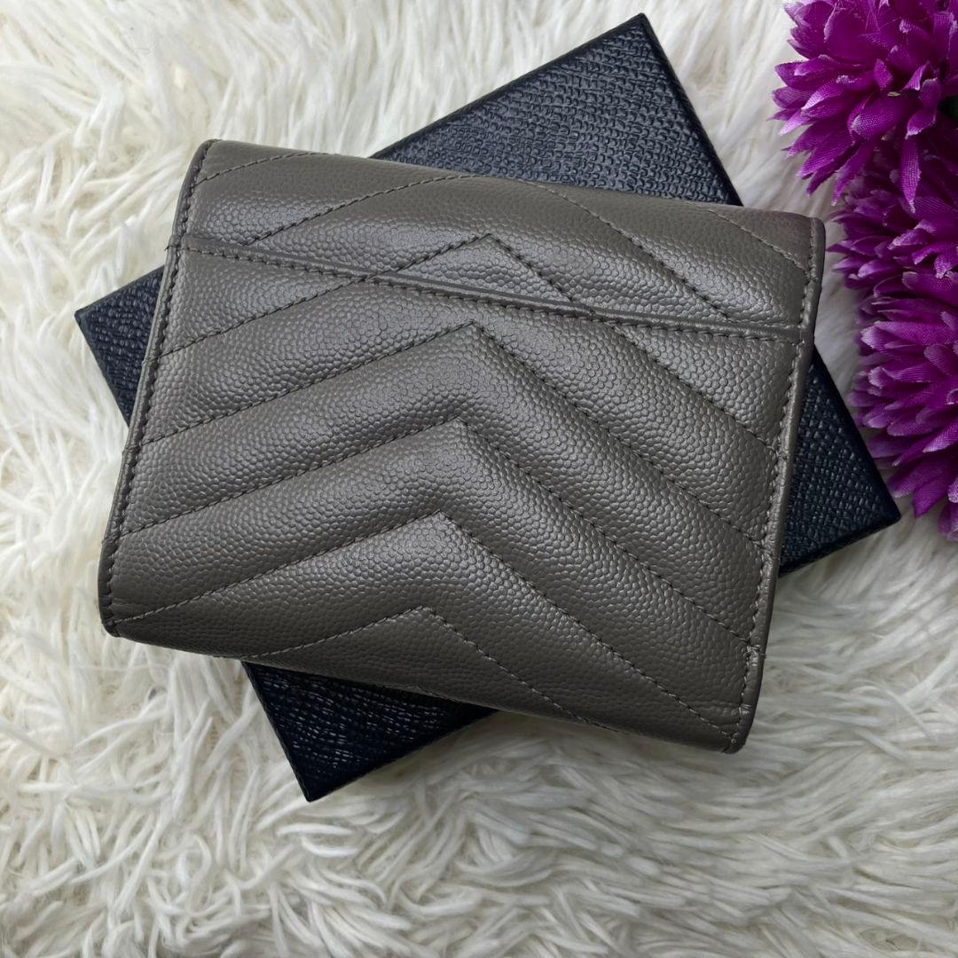 極美品✨サンローラン 三つ折り財布 YSL カサンドラ キャビアスキン