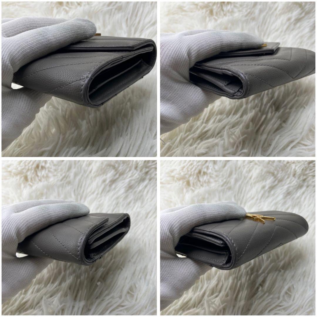 極美品✨サンローラン 三つ折り財布 YSL カサンドラ キャビアスキン