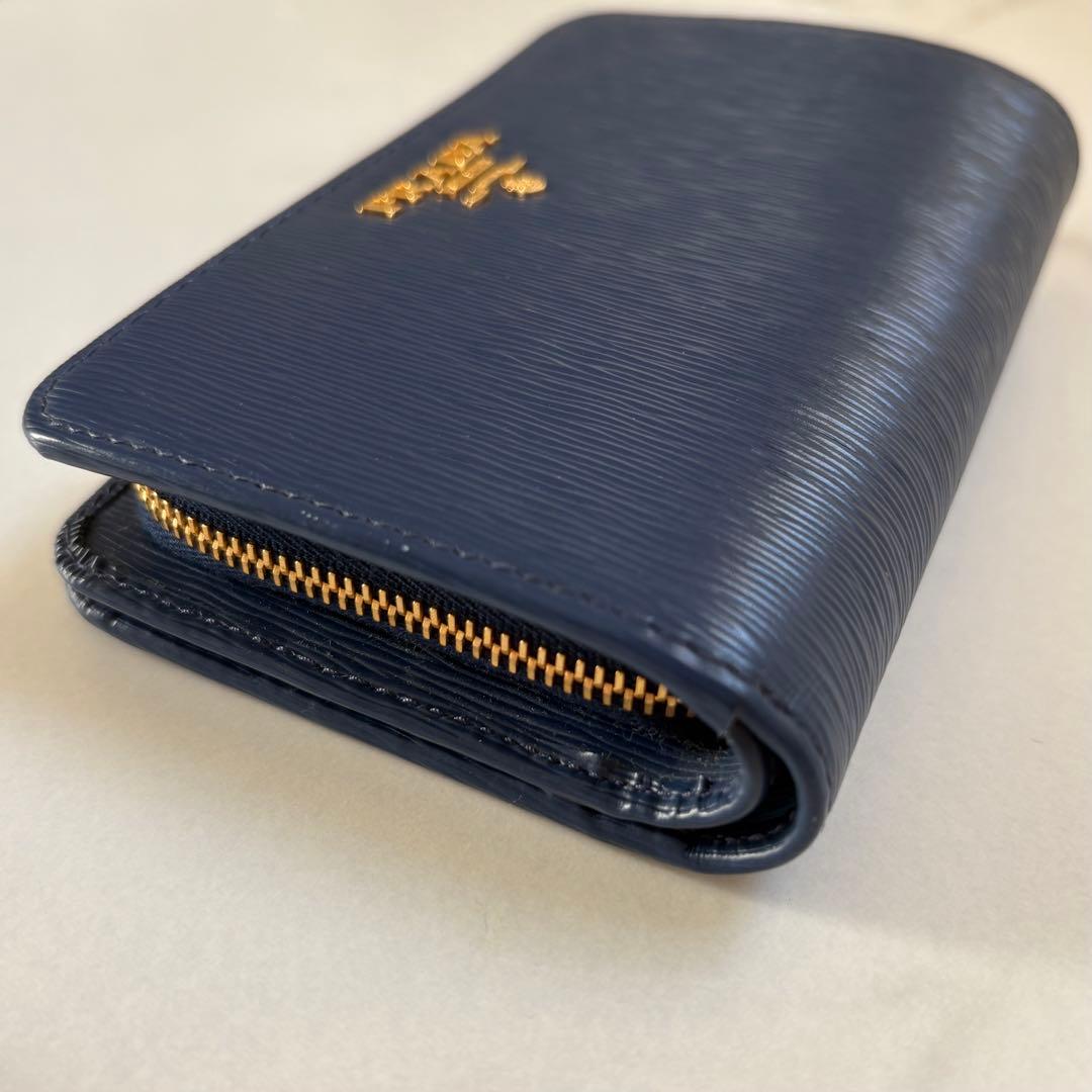 PRADA プラダ ブルー コンパクトウォレット サフィアーノ
