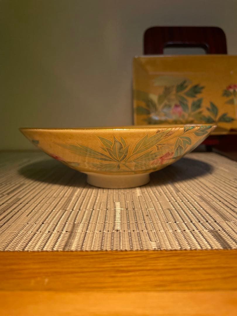 131桑野むつ子 御所の花十二ヶ月 【7月牡丹の花】抹茶椀・和陶皿 しおり付