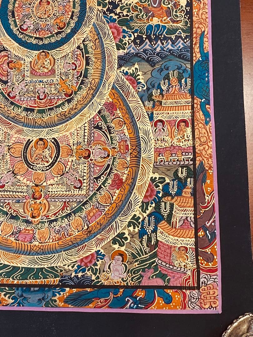 チベット密教 手描き曼荼羅（マンダラ）タンカ 新品・一点物 肉筆画 D4