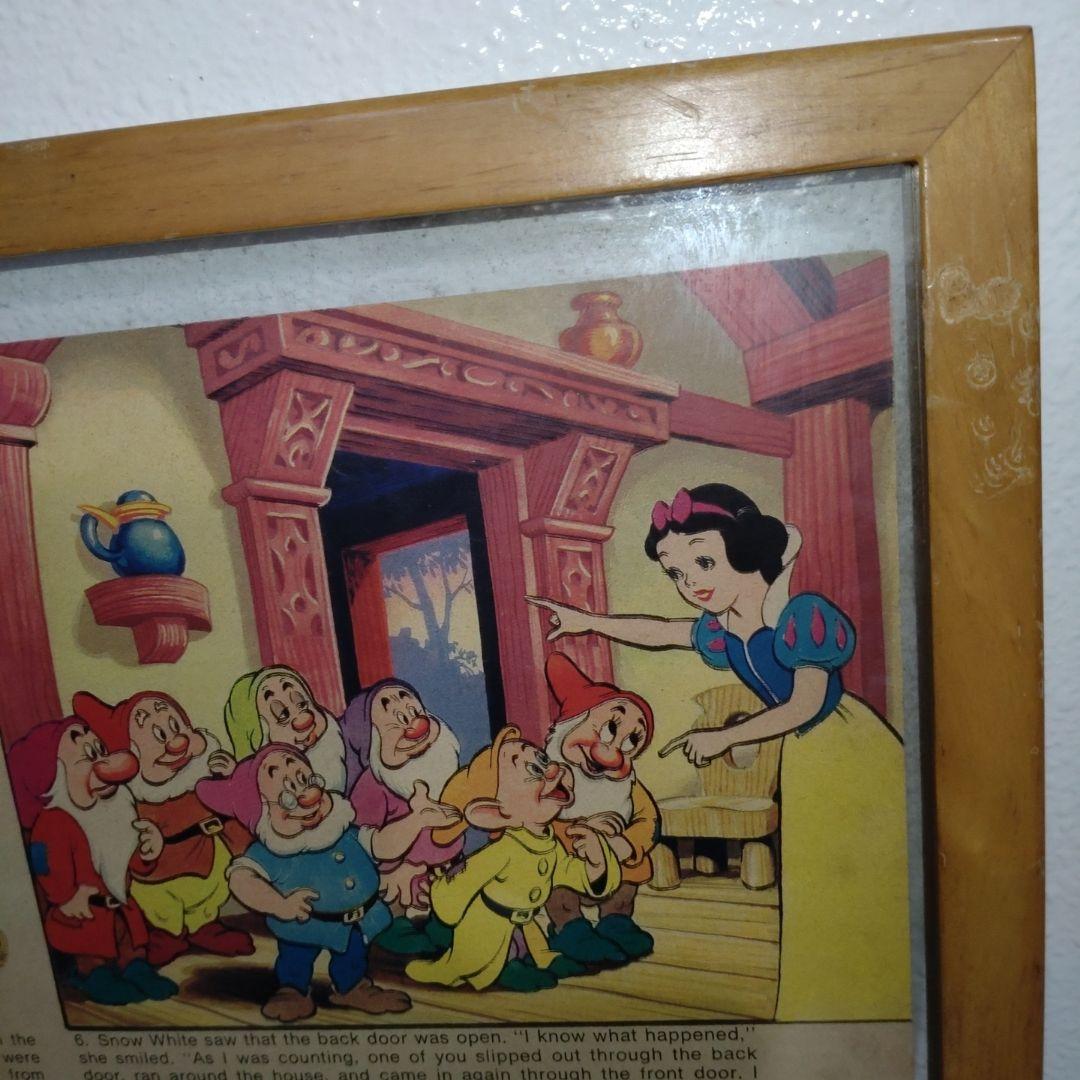 白雪姫 7人のこびと レトロ フレーム 1973 ディズニーランドマガジン 額縁