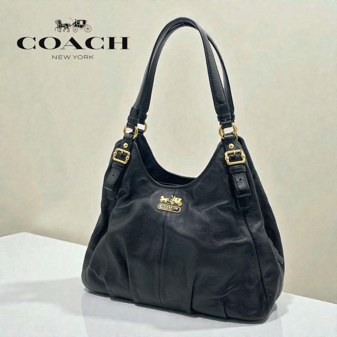 ⭐️美品⭐️コーチ ショルダーバッグ レザー ブラック ゴールド 肩掛け