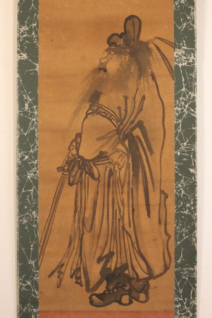 No5276掛軸　藤田呉江　水墨鍾馗画賛　紙本　南画家　日本画　古美術　送料無料