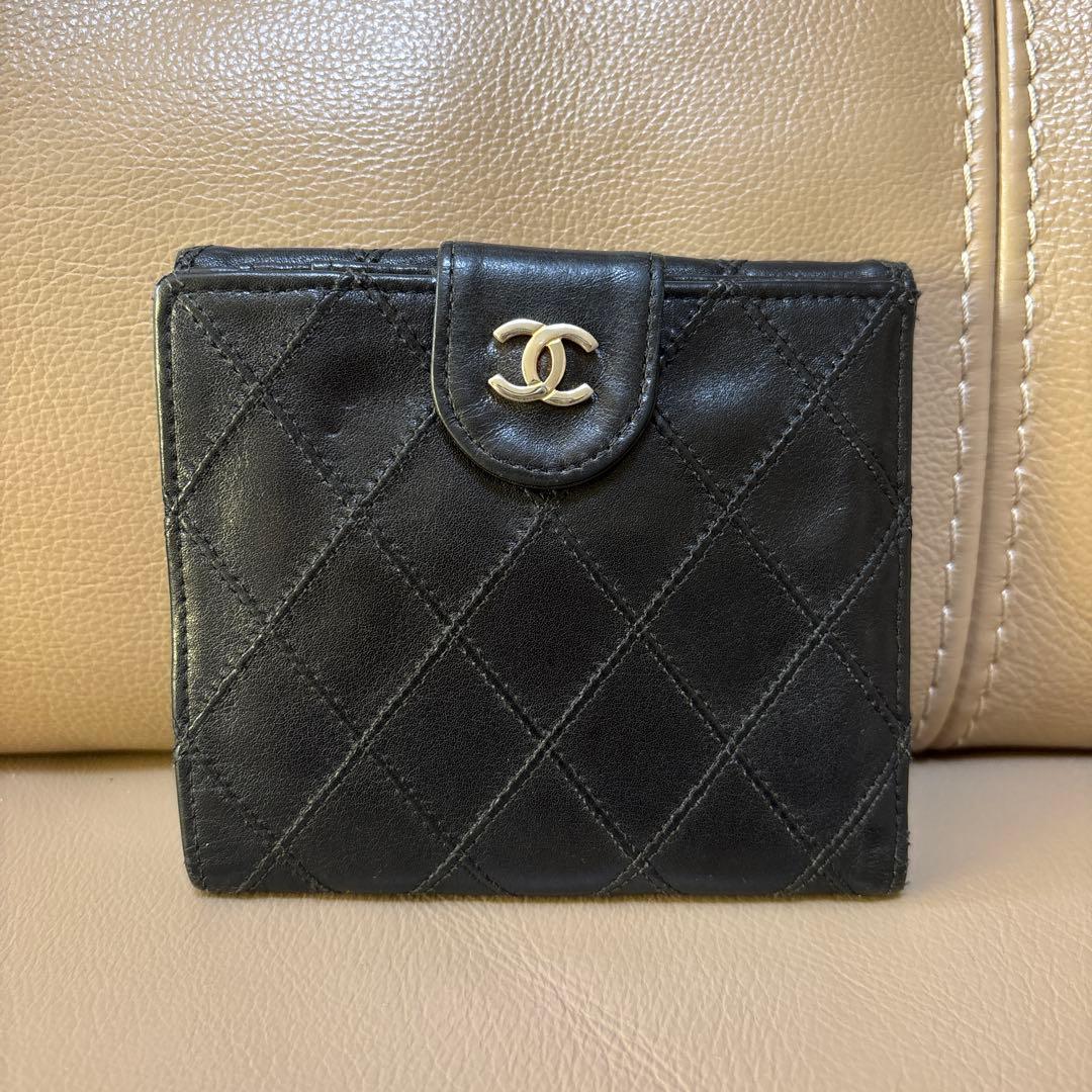 本物・正規品　CHANEL ビコローレ ラムスキン 二つ折り財布 Wホック
