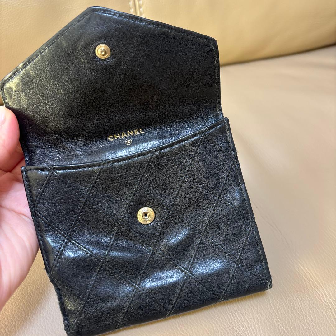 本物・正規品　CHANEL ビコローレ ラムスキン 二つ折り財布 Wホック