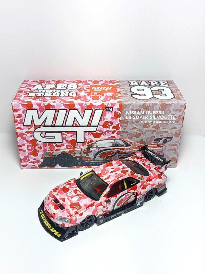 限定 LBWK Mini GT BAPE 日産 R34 + ケース付き