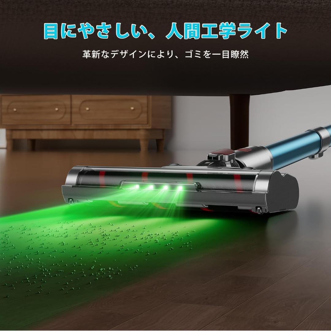 掃除機 コードレス 85Kpa・自立式ブラシヘッド・60分連続稼働・LEDライト