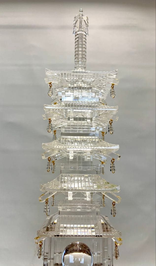 #伝統工芸士 田中保山作 水晶製 『五重塔』　オブジェ　彫刻