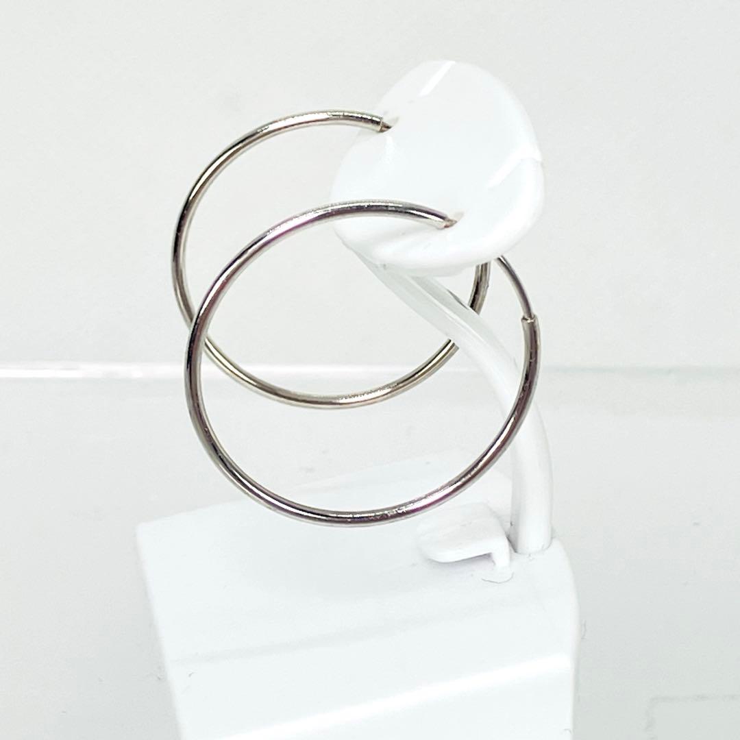 K10(WG) 地金 フープ ピアス 直径20mm