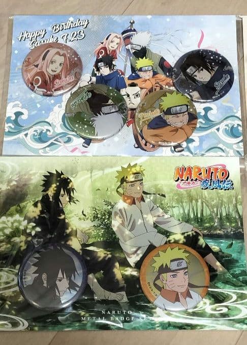 NARUTO メタルバッジ 4セット ナルト サスケ サクラ カカシ グッズ 縁