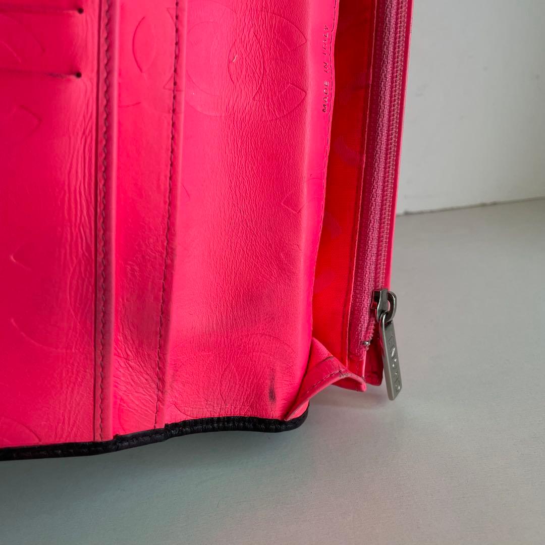 箱シール有り✨CHANEL マトラッセ カンボンライン ２つ折り長財布白黒ピンク