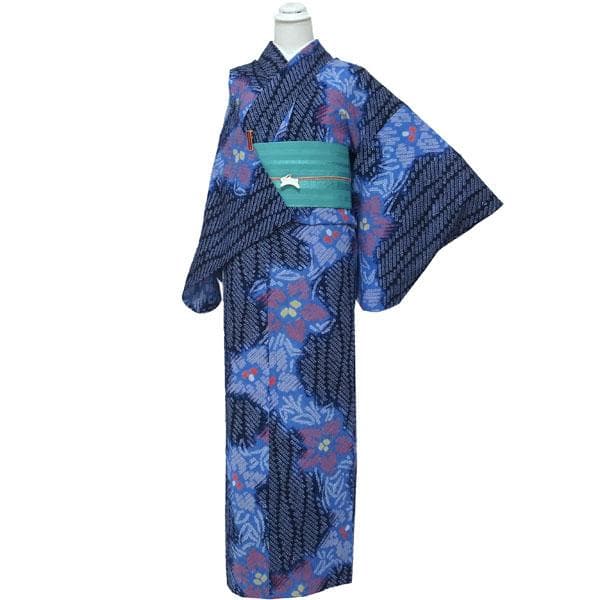 浴衣 本場有松鳴海絞り 単衣 夏物 木綿 綿 裄66.5 Ｍ 中古 sn1781