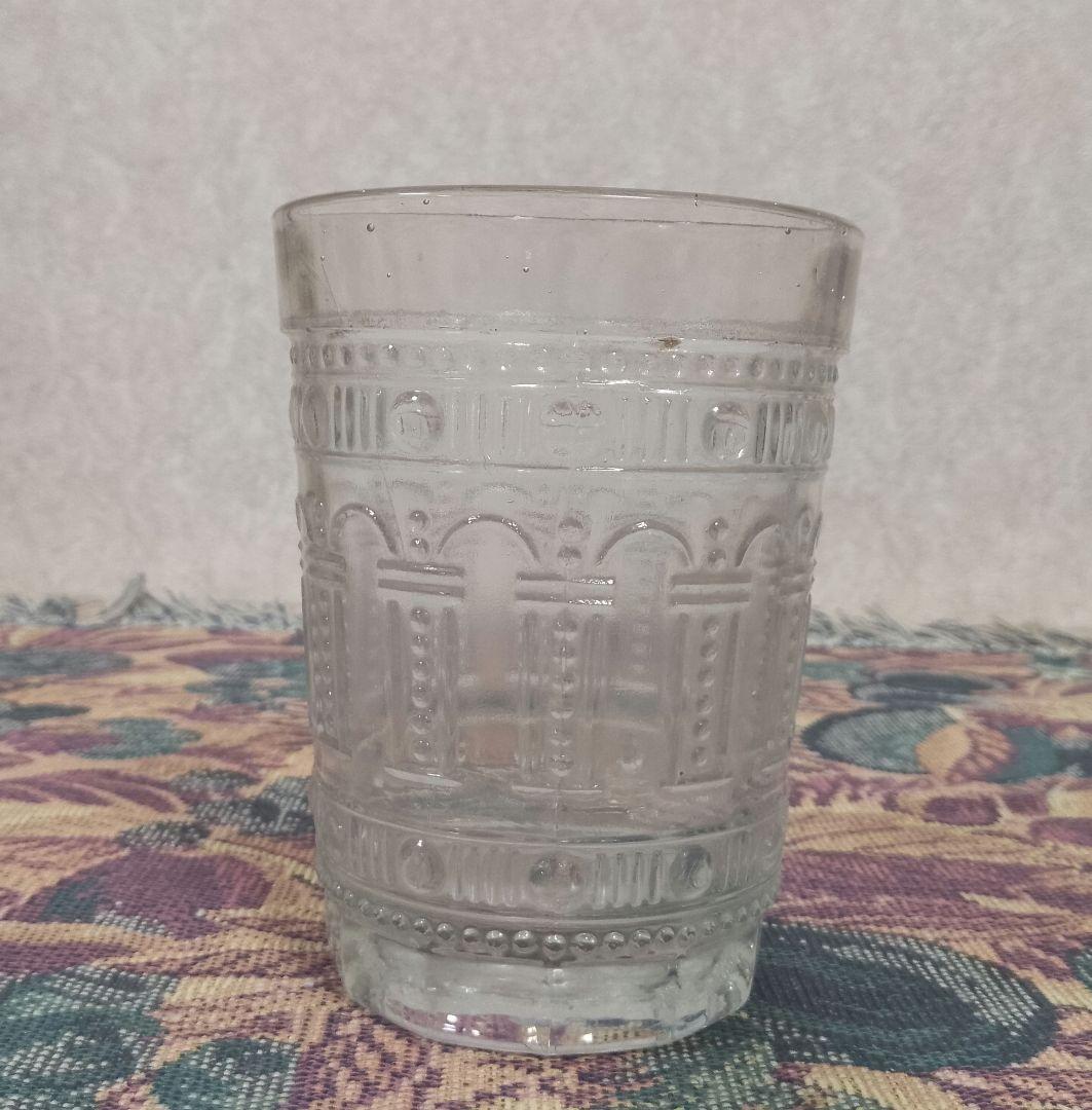 大正～昭和初期 プレスガラス  幾何学模様 水飲みコップ 和ガラス