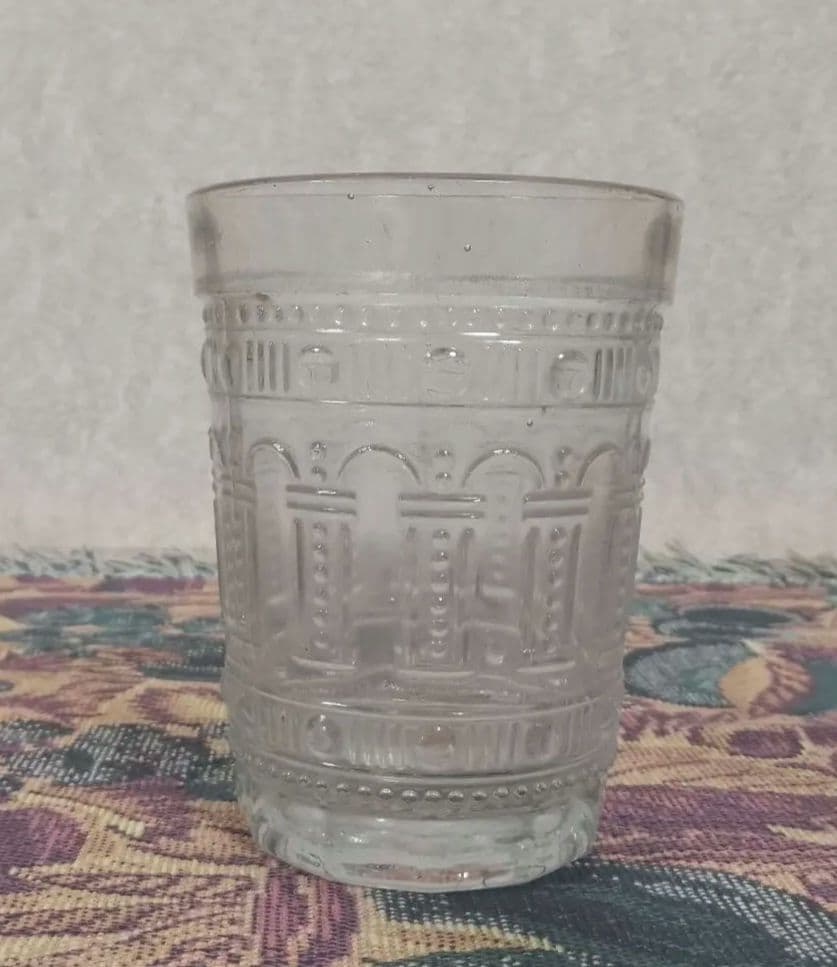 大正～昭和初期 プレスガラス  幾何学模様 水飲みコップ 和ガラス