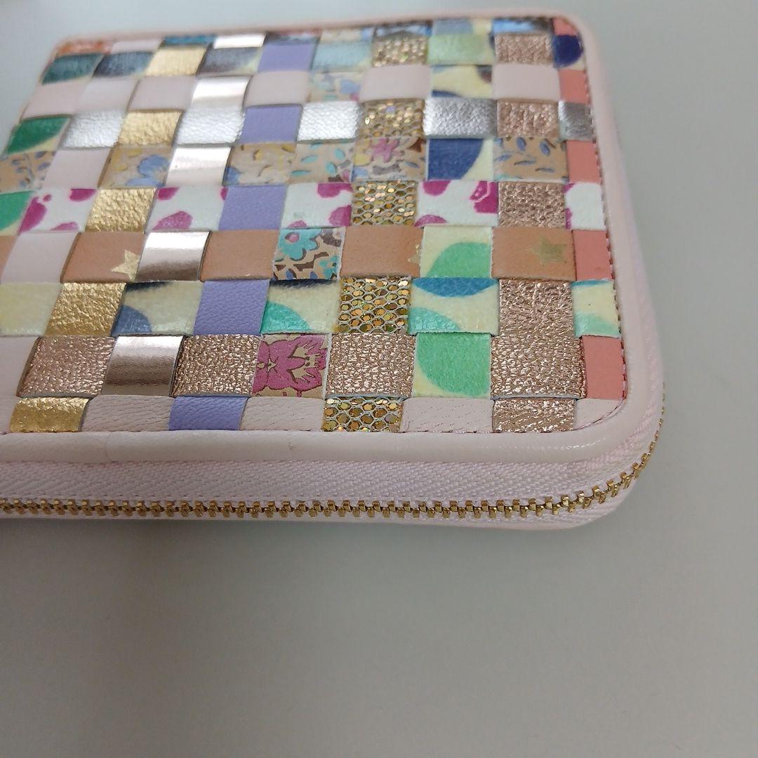 ツモリチサト　エポネコメッシュ ラウンドファスナー2つ折り財布　ピンク