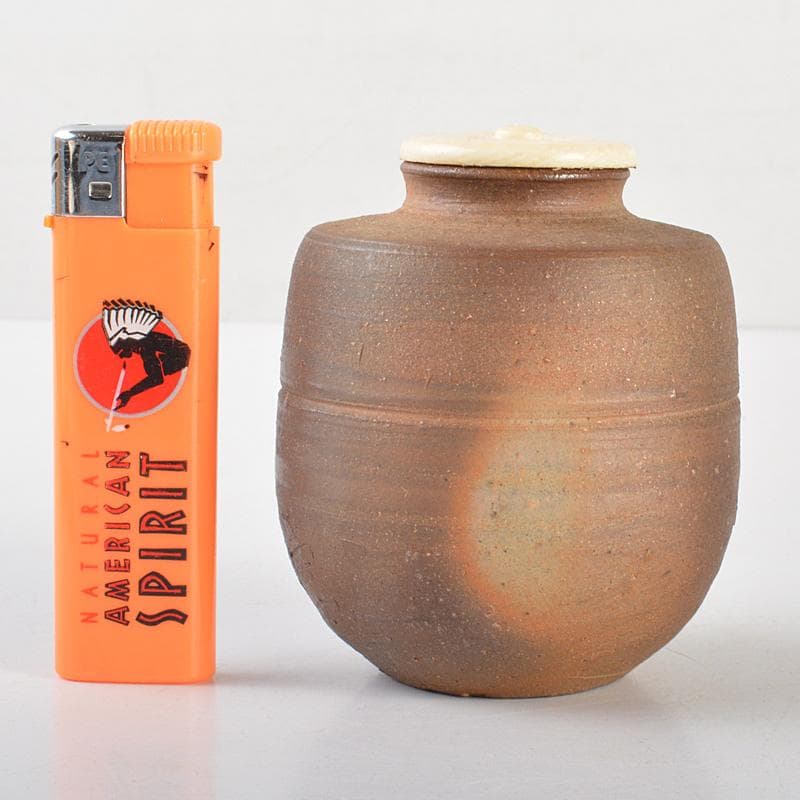 茶道具　備前焼　山本雄一造　茶入　共箱　V　6429