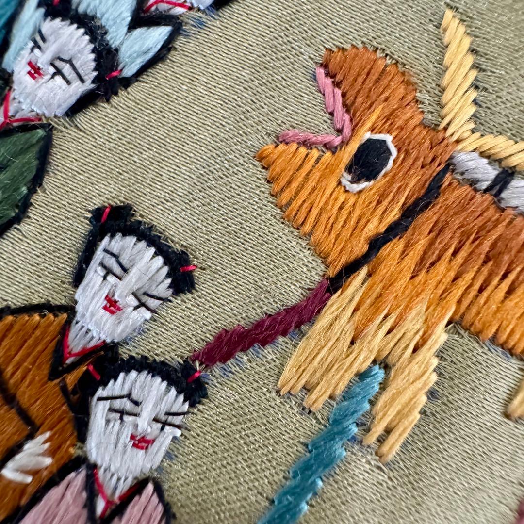 未使用 中国骨董 シルク 刺繍 ハンド刺繍 タペストリー 美術品