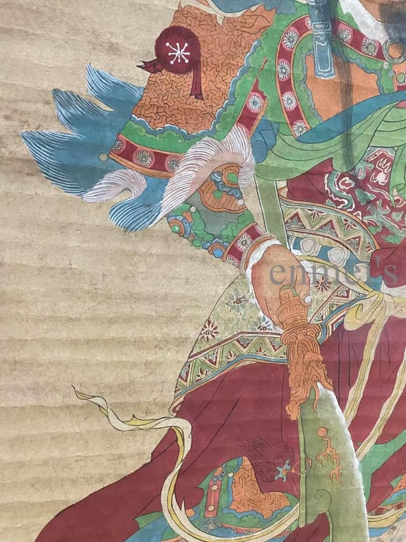 中国古美術 明代 唐寅款 関公画 掛軸 宣紙 唐物 書画 名家作 風水鎮宅 肉筆