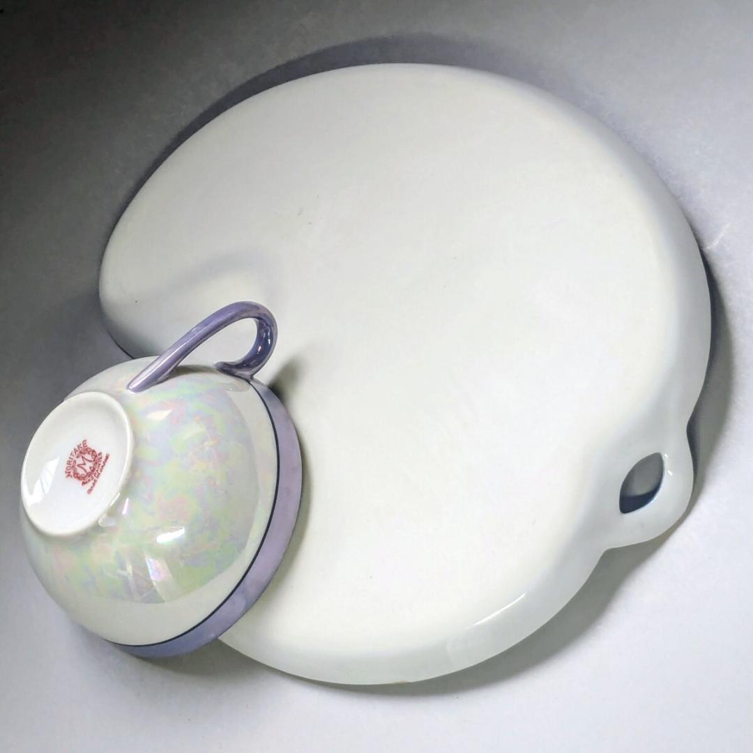 オールドノリタケ アールデコ期 虹ラスター彩 南国鳥と花絵柄の スナックセット