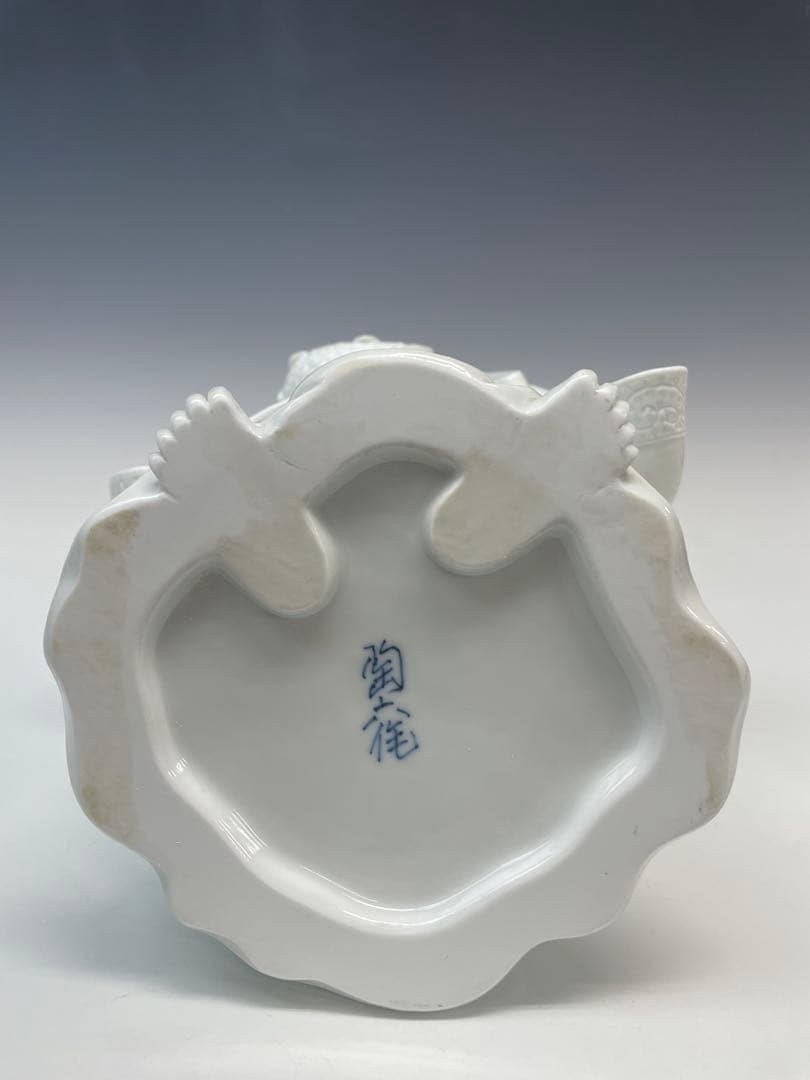優美　樋渡陶六作　白磁魚藍観世音菩薩像　高さ52cm 好状態　本物保証